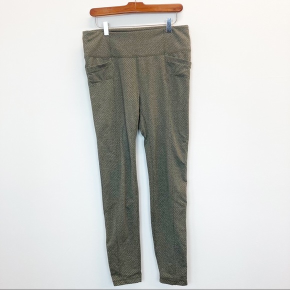 Athleta Pants - Athleta Green Patterned Leggings Large
